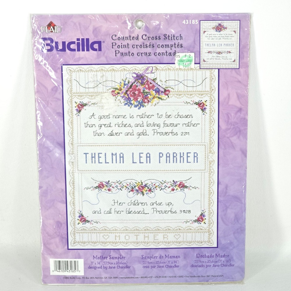 Bucilla‎ 43185 Vintage Counted Cross Stitch Mother Sampler Cottagecore Cabincore